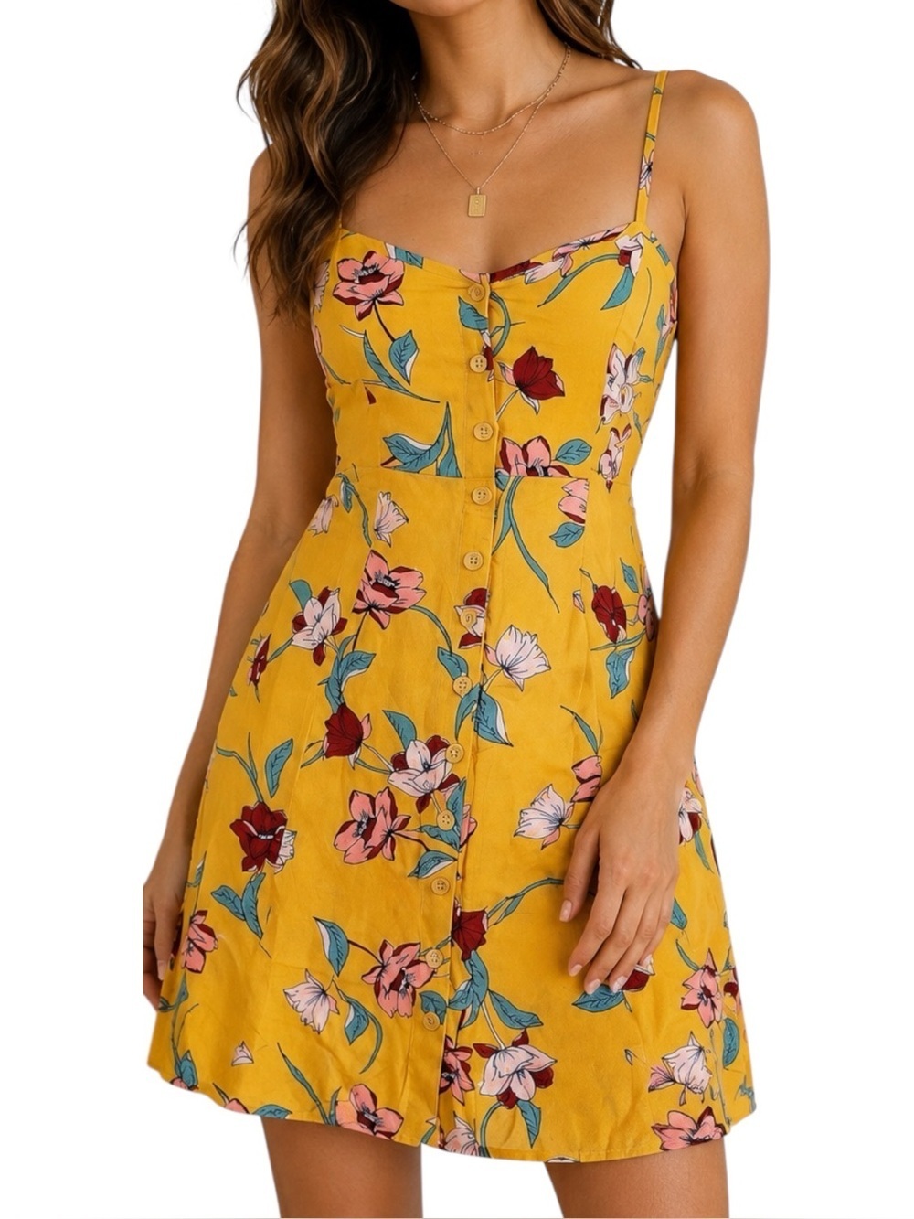 Band of Gypsies BOG Collective Floral Mini Dress S NWT Yellow Boho Sundress
